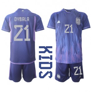 Argentina Paulo Dybala #21 Gostujuci Dres za Dječji SP 2022 Kratak Rukavima (+ kratke hlače)